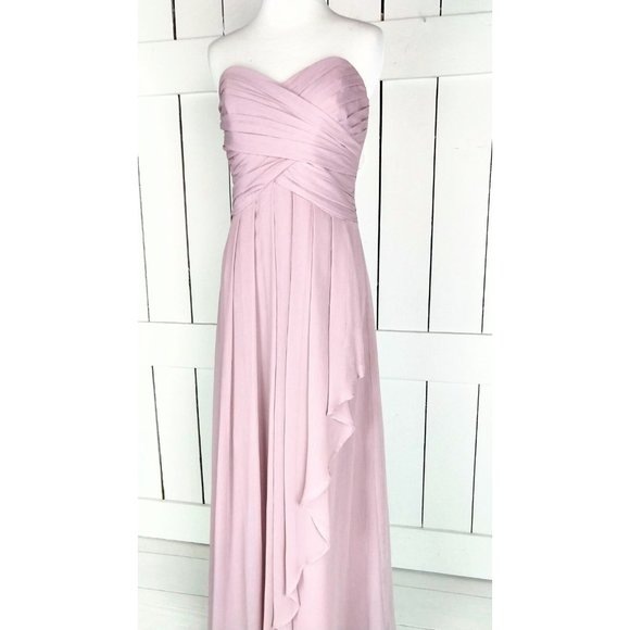 Quartz chiffon sweetheart neckline cascade bridesmaid long maxi dress - Picture 3 of 6